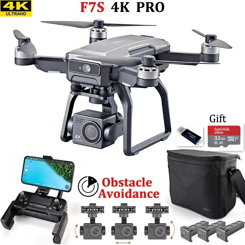 Drone Gimbal 3 Axis - Drone d'évitement d'obstacles SJRC F7s 4K